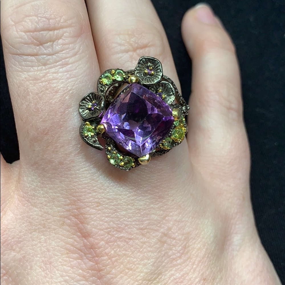 10 Carat Amethyst Gothic Style Ring